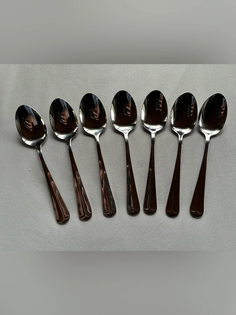 Reed & Barton Crest Tablespoons Set of 7 Stainless Flatware Soup Spoons